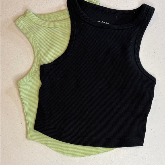 wild fable Tops - Wild Fable Black and Lime Ribbed Tops